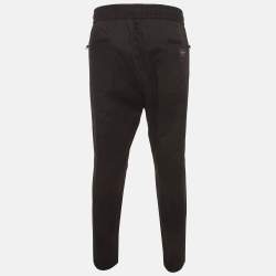 Pre Owned Dolce & Gabbana Black Logo Plaque Cotton Zip-Up Joggers 4XL 