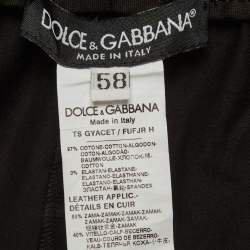 Pre Owned Dolce & Gabbana Black Logo Plaque Cotton Zip-Up Joggers 4XL 