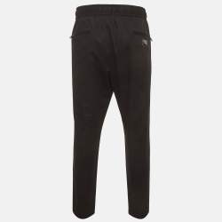 Pre Owned Dolce & Gabbana Black Logo Plaque Cotton Zip-Up Joggers XXXL 