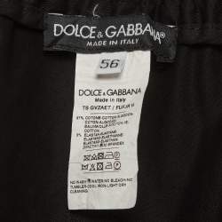 Pre Owned Dolce & Gabbana Black Logo Plaque Cotton Zip-Up Joggers XXXL 