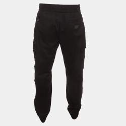 مملوكة مسبقًا Dolce & Gabbana Black Cotton Cropped Cargo Pants XXXL