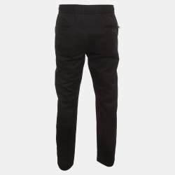 Pre Owned Dolce & Gabbana Black Logo Plaque Stretch Cotton Jogging Pants XXXL