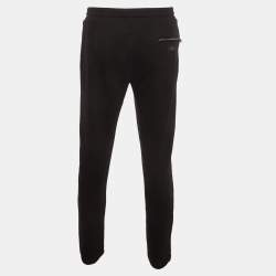 Pre Owned Dolce & Gabbana Black Logo Plaque Cotton Drawstring Sweatpants XXL