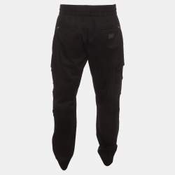 Pre Owned Dolce & Gabbana Black Logo Plaque Stretch Cotton Cargo Pants XXXL