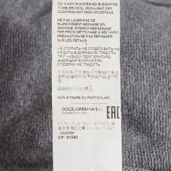 مملوكة مسبقًا Dolce & Gabbana Grey Logo Patch Jersey Zip-Up Hoodie XXL