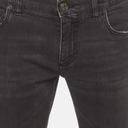 Pre Owned Dolce & Gabbana Grey Distressed Denim Skinny Jeans M/Waist 35"