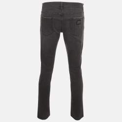 Pre Owned Dolce & Gabbana Grey Distressed Denim Skinny Jeans M/Waist 35"