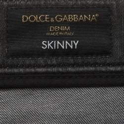 Pre Owned Dolce & Gabbana Grey Distressed Denim Skinny Jeans M/Waist 35"