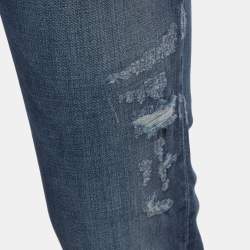 Pre Owned Dolce & Gabbana Blue Denim Distressed Slim Fit Jeans M/Waist 32"