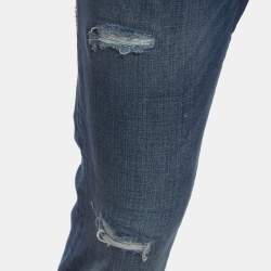 Pre Owned Dolce & Gabbana Blue Denim Distressed Slim Fit Jeans M/Waist 32"