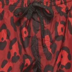 Pre Owned Dolce & Gabbana Red Leopard Print Synthetic Shorts XXL