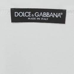 Pre Owned Dolce & Gabbana White DG King Appliqué Jersey T-Shirt M