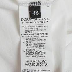 Pre Owned Dolce & Gabbana White DG King Appliqué Jersey T-Shirt M