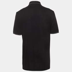 Pre Owned Dolce & Gabbana Black Pique Cotton Embroidered Crown Bee Polo T-Shirt XXL
