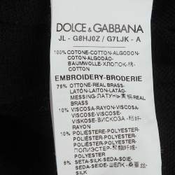 Pre Owned Dolce & Gabbana Black Pique Cotton Embroidered Crown Bee Polo T-Shirt XXL