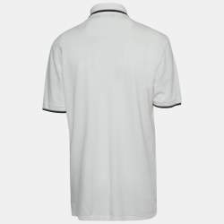 Pre Owned Dolce & Gabbana White Cotton Pique Embroidered Logo Polo T-Shirt XXL 