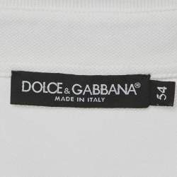 Pre Owned Dolce & Gabbana White Cotton Pique Embroidered Logo Polo T-Shirt XXL 