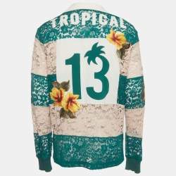 Pre Owned Dolce & Gabbana Green/Pink Floral Lace Tennis Polo T-Shirt M