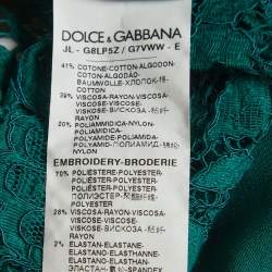 Pre Owned Dolce & Gabbana Green/Pink Floral Lace Tennis Polo T-Shirt M