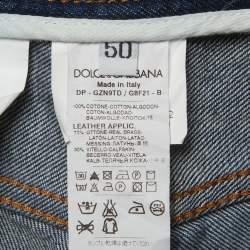 Pre Owned Dolce & Gabbana Denim Blue Distressed Straight Fit Jeans L/Waist 35''