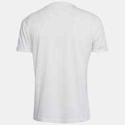 Pre Owned Dolce & Gabbana White James Dean Print Jersey V-Neck T-Shirt L