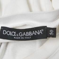 Pre Owned Dolce & Gabbana White James Dean Print Jersey V-Neck T-Shirt L