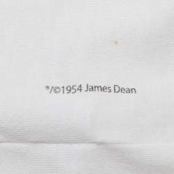 Pre Owned Dolce & Gabbana White James Dean Print Jersey V-Neck T-Shirt L