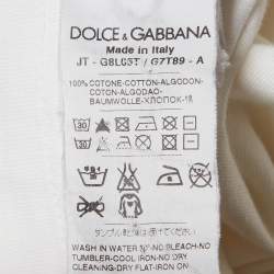 Pre Owned Dolce & Gabbana White James Dean Print Jersey V-Neck T-Shirt L