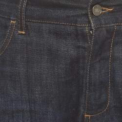Pre Owned Dolce & Gabbana Blue Denim Logo Paque Detail Straight Fit Jeans L/Waist 36" 