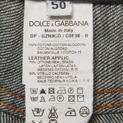 Pre Owned Dolce & Gabbana Blue Denim Logo Paque Detail Straight Fit Jeans L/Waist 36" 