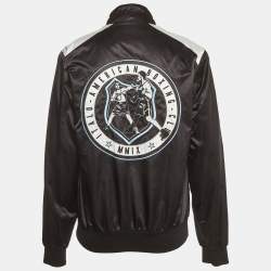 Pre Owned Dolce & Gabbana Black Nylon Embroidered Boxe DG Logo Zip Up Jacket XXL