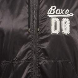 Pre Owned Dolce & Gabbana Black Nylon Embroidered Boxe DG Logo Zip Up Jacket XXL