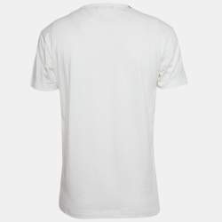 Pre Owned  Dolce & Gabbana White Printed Cotton Short Sleeve T-Shirt L 