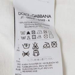 Pre Owned  Dolce & Gabbana White Printed Cotton Short Sleeve T-Shirt L 