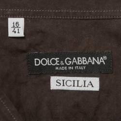 Pre Owned Dolce & Gabbana Black/White Technical Print Cotton Sicilia Shirt L