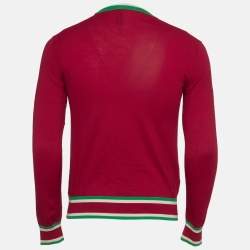 Pre Owned Dolce & Gabbana Red Wool Blend Pig of the Year Crewneck Jumper S