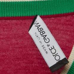 Pre Owned Dolce & Gabbana Red Wool Blend Pig of the Year Crewneck Jumper S
