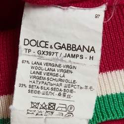 Pre Owned Dolce & Gabbana Red Wool Blend Pig of the Year Crewneck Jumper S