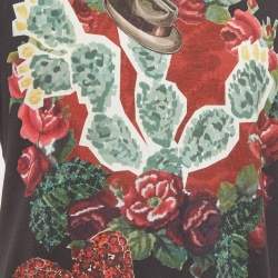 Pre Owned Dolce & Gabbana Grey Floral Cactus Print Jersey T-Shirt XL