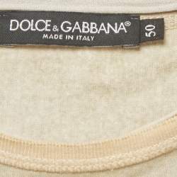 Pre Owned Dolce & Gabbana Beige The Sicilian Print Cotton Crew Neck T-Shirt L