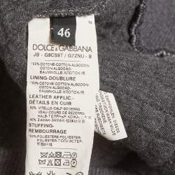 Pre Owned Dolce & Gabbana Grey/Red Quilted Cotton Knit Pullover Hoodie S