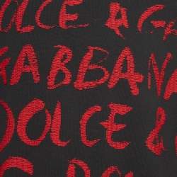 Pre Owned Dolce & Gabbana Black/Red Jacquard Knit Monogram Sweater L 