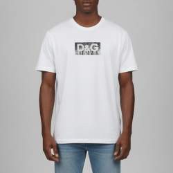 Pre Owned Dolce & Gabbana White Jersey Logo Print Crewneck T-Shirt 4XL