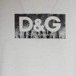 Pre Owned Dolce & Gabbana White Jersey Logo Print Crewneck T-Shirt 4XL