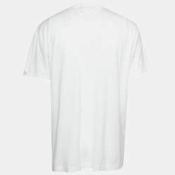 Pre Owned Dolce & Gabbana White Jersey Logo Print Crewneck T-Shirt 4XL