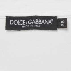 Pre Owned Dolce & Gabbana White Jersey Logo Print Crewneck T-Shirt 4XL