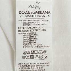 Pre Owned Dolce & Gabbana White Jersey Logo Print Crewneck T-Shirt 4XL