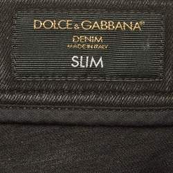 Pre Owned Dolce & Gabbana Black Denim Faded Slim Fit Jeans M/Waist 32"