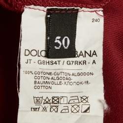 Pre Owned Dolce & Gabbana Dark Red Jersey Logo Tape Crewneck T-Shirt L 