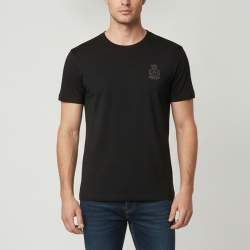Pre Owned Dolce & Gabbana Black DG Crown Logo Patch Jersey Crewneck T-Shirt M